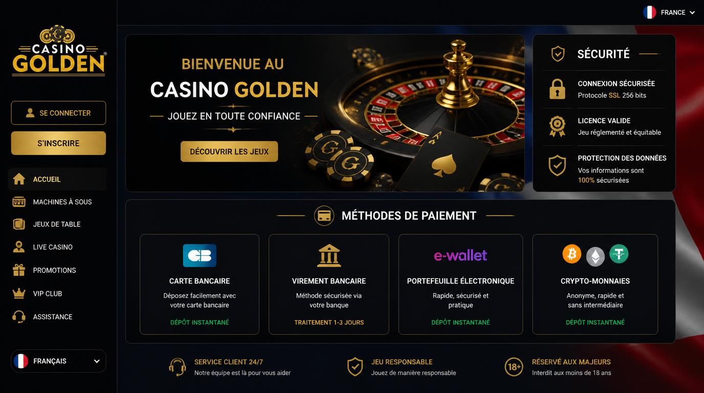  Interface de casino sécurisé avec licence 